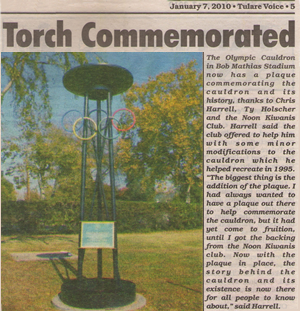 caulderon plaque honoring sim iness and bob mathias